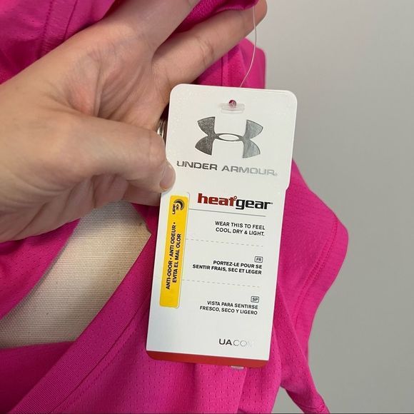 NWT Under Armour Heat Gear V-Neck T-Shirt Hot Pink Carpe Diem Graphic - Picture 8 of 10